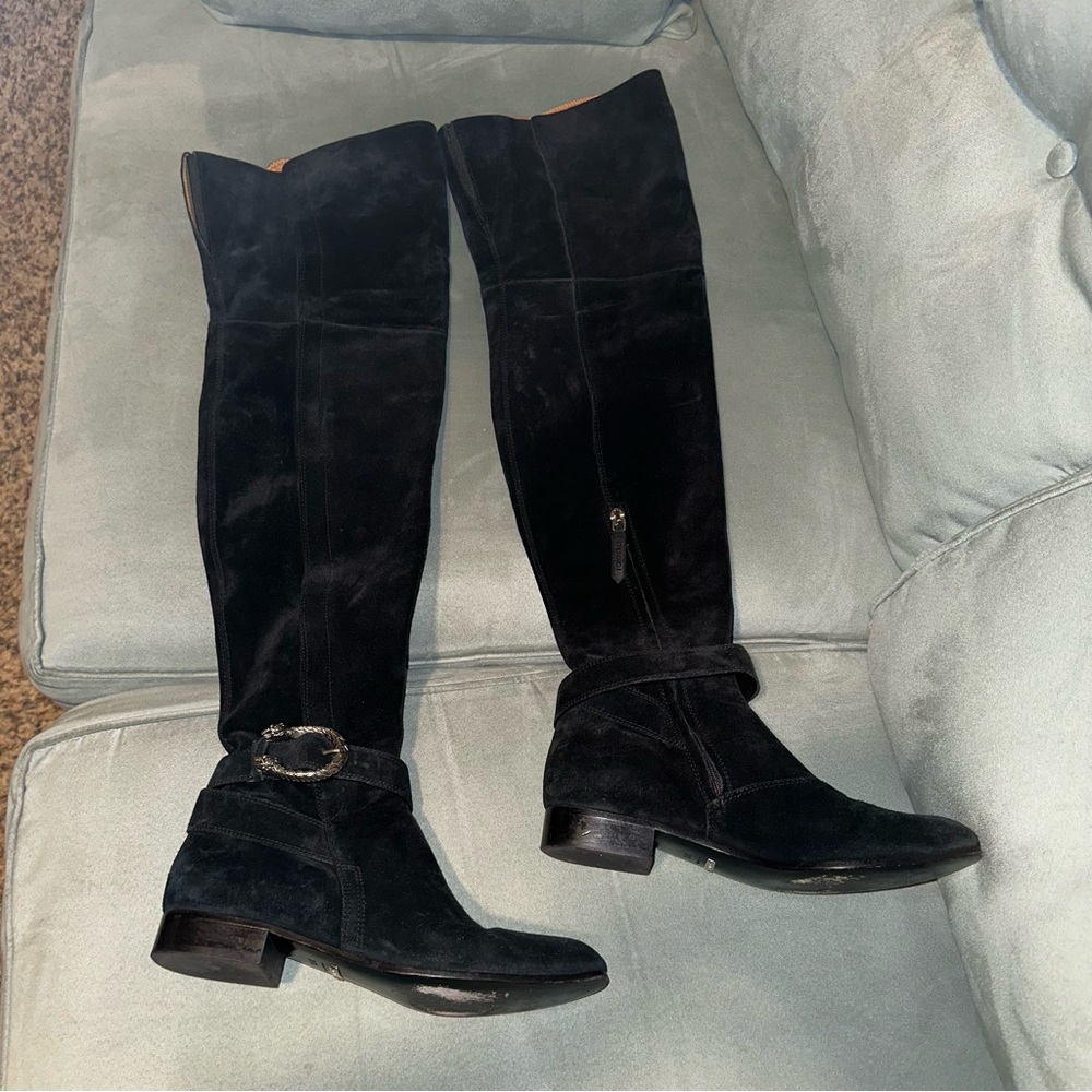 Gucci Dionysus suede over the knee boots size 37 1/2 black